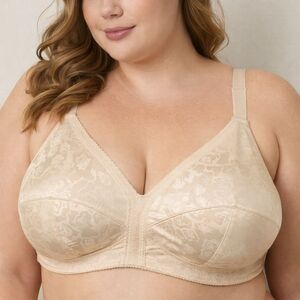Playtex 48DD Beige Floral Jacquard Full Coverage Wireless Bra